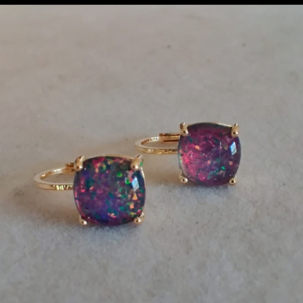 Gold sterling black opal earrings - Picture 6 of 8